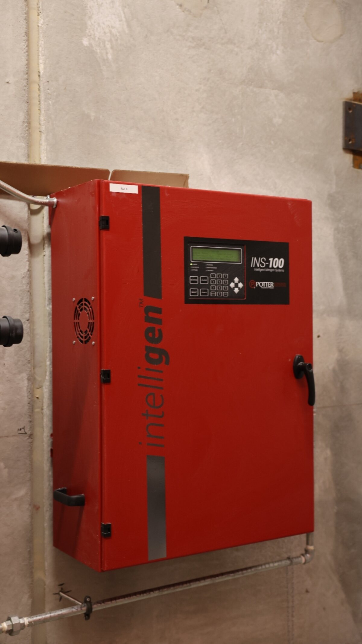 Nitrogen generation and monitoring panel detail — Zion dry-system corrosion-mitigation install